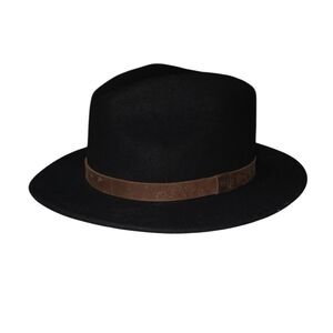 Brixton Classic Black Fedora with Tan Band